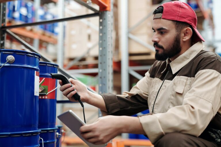 A man checking inventory